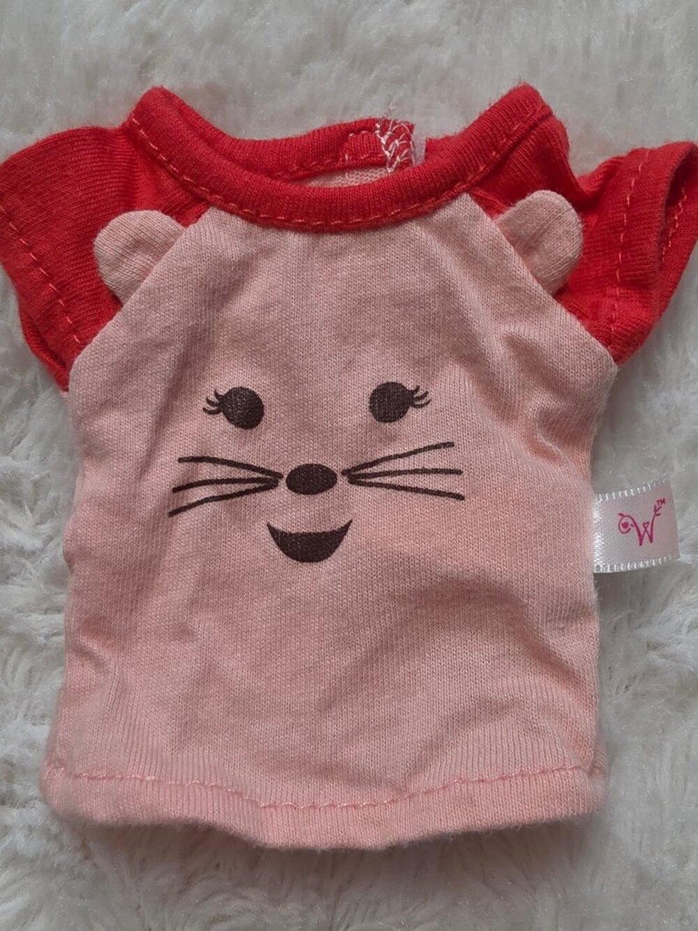 American Girl WellieWishers Willa Pajama Top Pink Red Cat Shirt Only